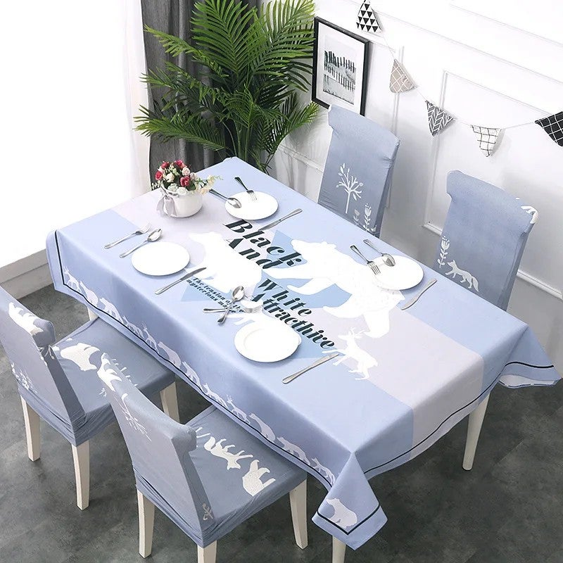 Bluejw Printed Fitted Table Cloth Polyester Waterproof Table Clothes for Restaurants - Image 5